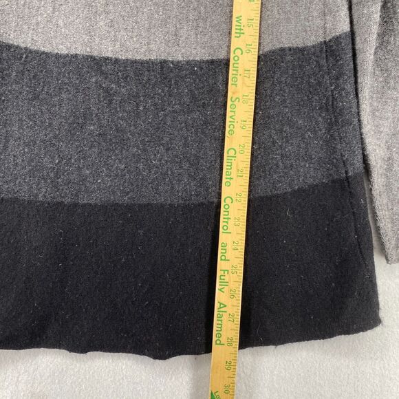 EILEEN FISHER Cardigan S Merino Wool Colorblock Shawl Pin Closure Gray Black - Picture 11 of 12